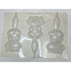 Vintage Sugar Showcase YO.O RRS Raccoon Lollipop Molds Clear Plastic 3 Hole